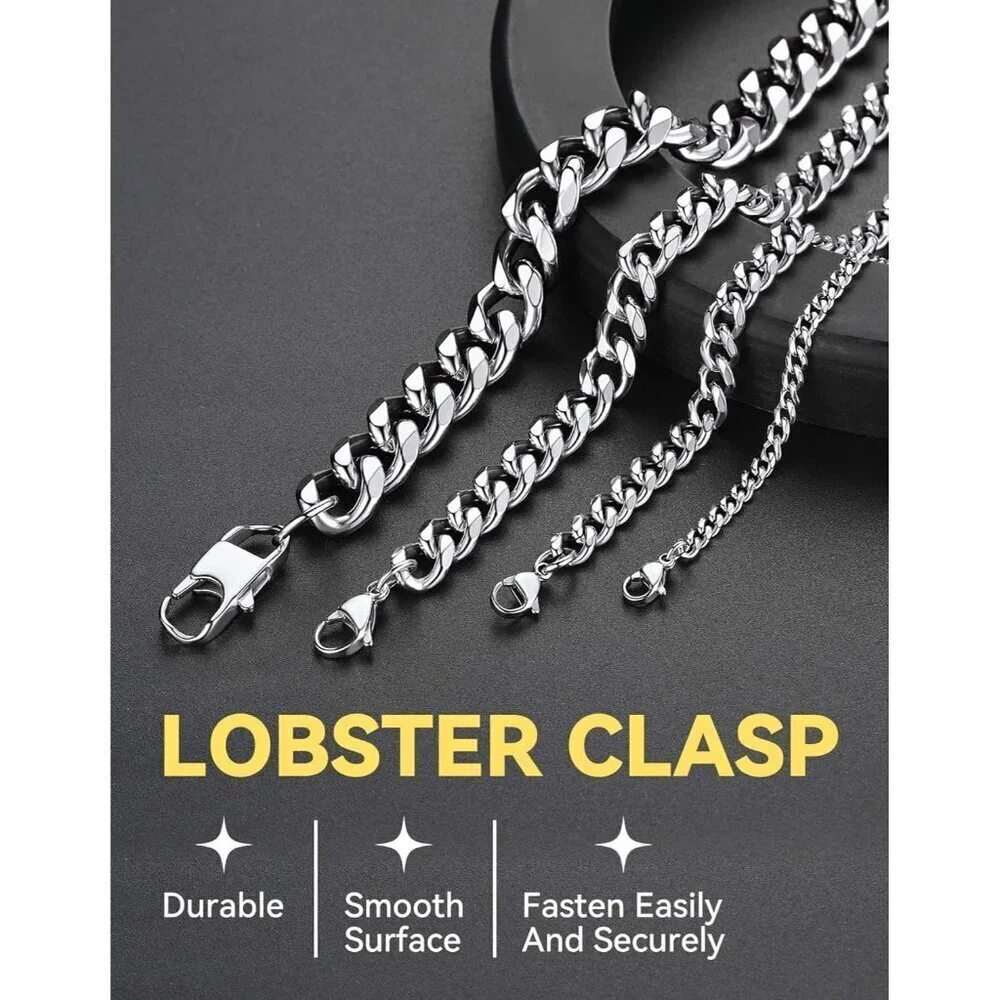 Miami Cuban Link Chain Necklace for Men Gold Plated 12mm-steel Stainless Steel